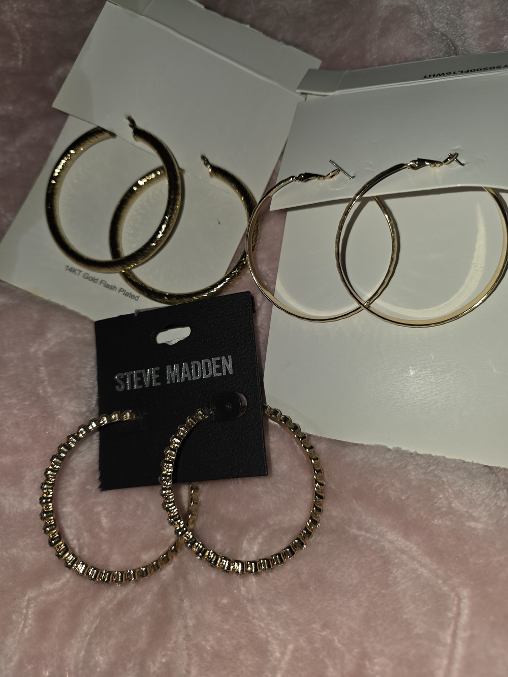 Steve Madden Shiny Gold Hoop Earring Trio